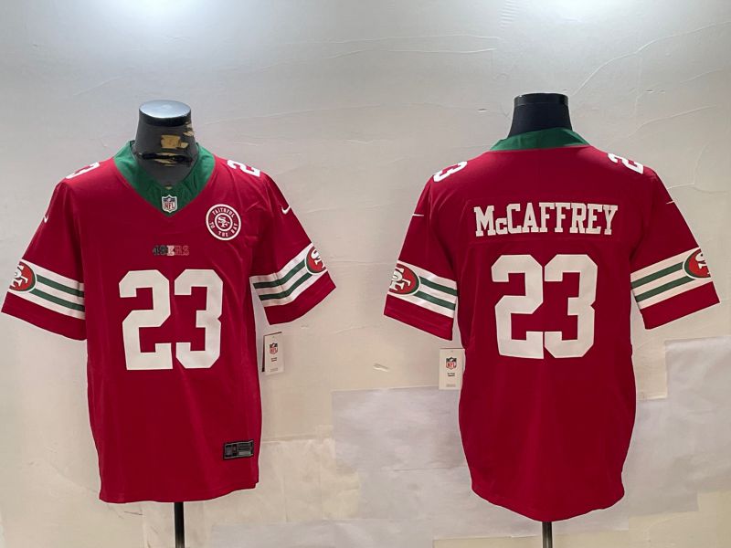Men San Francisco 49ers 23 Mccaffrey Red Mexico three generations 2024 Nike Vapor Limited NFL Jersey style 3